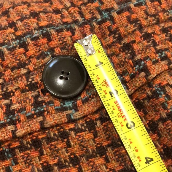 CHADWICKS Burned Orange Tartan Plaid Tweed 3/4 Length Wool Coat Sz 8 - Picture 13 of 16